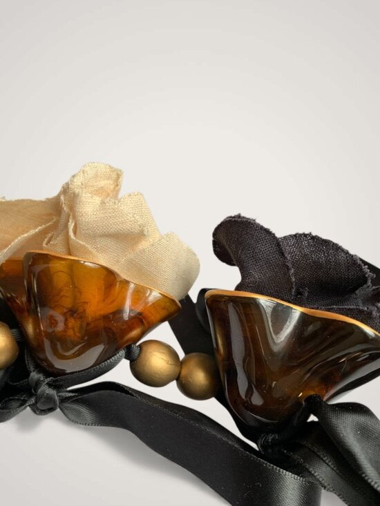 Marni Resin & Linen Silk Ribbon Collar Necklace - Picture 3 of 3